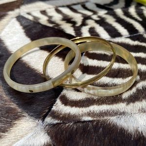Horn and brass bangle bracelets